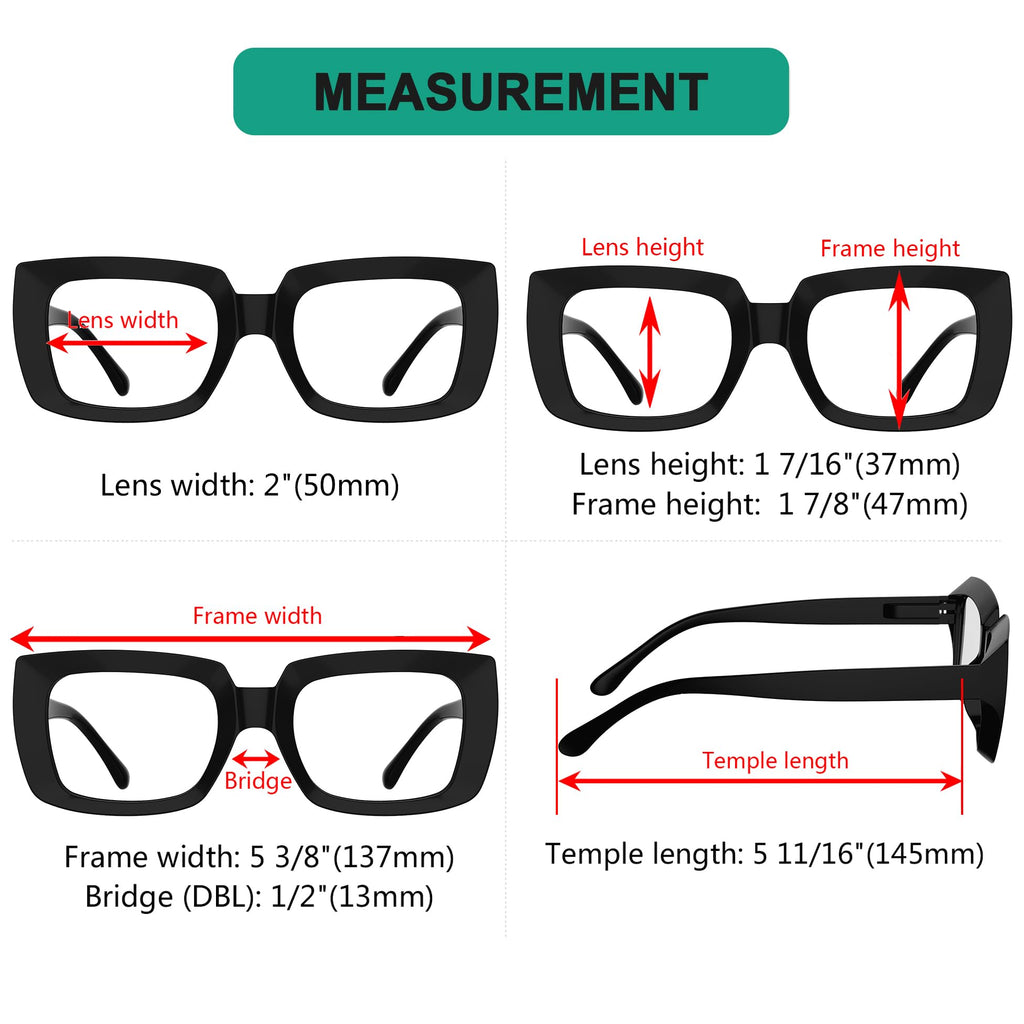 Eyekepper 4 Pack Ladies Reading Glasses - Stylish Oversized Square Readers for Women