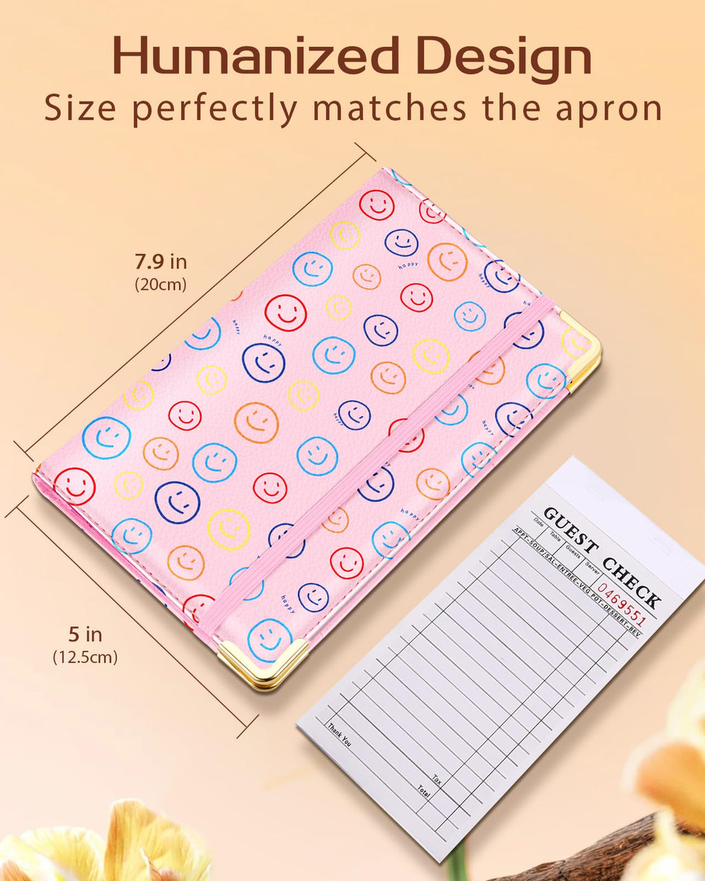 Slohif Server Book for Waitress Cute Serving Books with Zipper Pocket Accessories Leather Server Check Book Restaurant Waiter Server Booklet Organizer Ticket Book Holder
