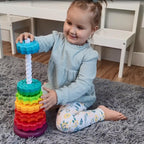 LUCKFUTURE Educational Spinning Stacking Toys, Rainbow Stacking Rings Baby Toy, Montessori Sensory Learning Toy for Girls and Boys Toddlers Toys for 1-3 Year Old