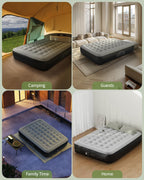 Airefina Queen Air Mattress with Built-in Pump 13", Comfort Blow up Mattress in 3 Mins Inflation/Deflation, Queen Size Inflatable Bed with Flocked Top for Camping, Home, Guest, Portable 80x60x13in