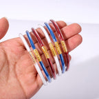 FAERLIIRY American Flag Bracelets Glitter Jelly Bangles Bracelets 4th of July Patriotic Bracelets for Women USA Red White Blue Bracelets Independence Day Jewelry Gifts (Patriotic-6PCS)
