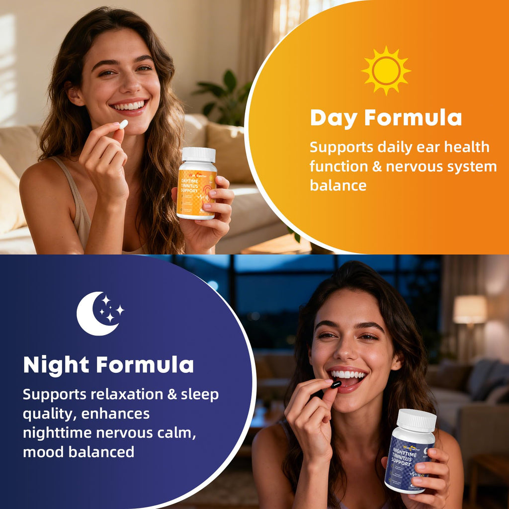 Wellcatcher Tinnitus Support for Ear Ringing: Liposomal Flavonoids Tinnitus Supplement Supports Inner Ears Healthy Auditory Nerve Function & Sleep, Daytime Nighttime 24H Kits for Adults Vegan 120CT
