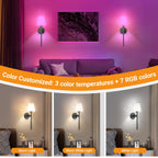 Battery Operated Wall Sconces Set Of 2, Wireless Battery Wall Light With 10000mAh RGB Rechargeable Magnetic Bulb, Rechargeable Wall Sconce With Remote Control For Bedroom, No Electrician Required