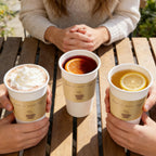 BYSNOW 20 oz 50 pack Disposable Paper Coffee Cups, Paper To Go Cups with Lids, Sleeves and Stirring Sticks, Hot Paper Cups for Home, Office and Party (White 20oz)
