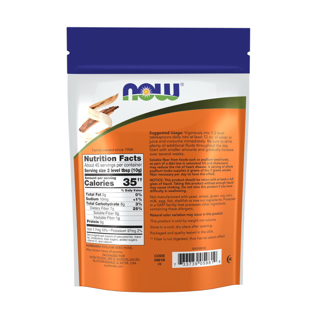 NOW Foods Supplements, Whole Psyllium Husks, Non-GMO Project Verified, Soluble Fiber, 24-Ounce (Pack of 6)