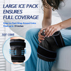 KingPavonini XXL Knee Ice Pack Wrap Around Entire Knee After Surgery, Large Reusable Gel Ice Pack for Injuries, Pain Relief, Swelling, Sports Injuries, 2 Pack (Black)
