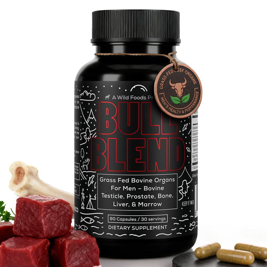 Wild Grass Fed Beef Organ Supplement for Men - Complete Ancestral Nutrition Complex with Beef Liver, Testicle, Prostate & Bone Matrix - Organ Meat Supplements - 30 Day Supply