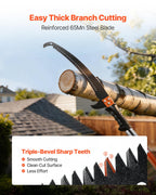 VEVOR Manual Pole Saw, 7.3-27 ft Extendable Tree Pruner, Sharp Steel Blade High Branches Trimming, Manual Branch Trimmer with Lightweight 8 Fiberglass Handles, for Pruning Palms and Shrubs
