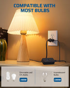 DEWENWILS Plug in Dimmer Switch for Lamp, Table Lamp Dimmer for Dimmable LED/CFL Lights and Incandescent Bulbs, Full Range Slide Control, Extension Cord Dimmer, Black