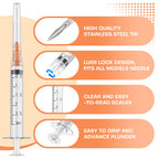 25Pcs 3ml Luer Lock Syringes with 25G 1" Needles, Individually Wrapped