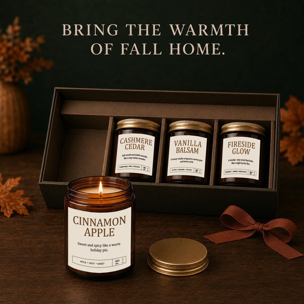 Fall and Winter Scented Candles, 4-Pack Soy Wax Gift Set, 28 oz Total