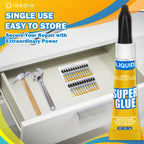 INSOIA Super Glue Liquid Clear, 24 x 3g, All Purpose Single-Use