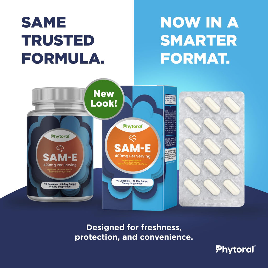 Pure SAM E Supplement 400mg - Nootropic SAM E 400mg Per Serving for Memory & Brain Support, Joint & Liver Health - Natural S-adenosylmethionine for Mood Balance - 90 Count
