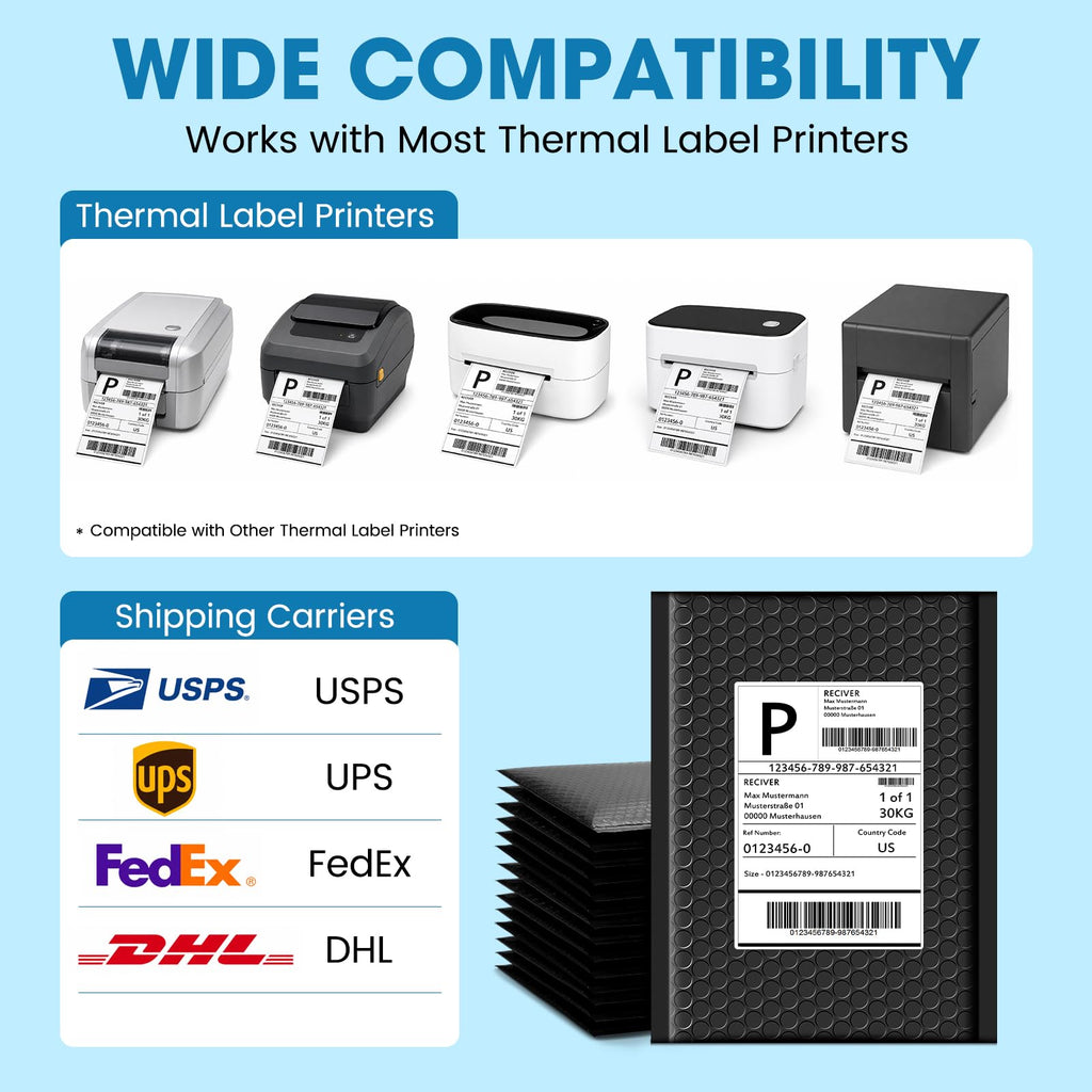 Fuxury Thermal Labels 4x6 200 Labels Fanfold Direct Shipping Label