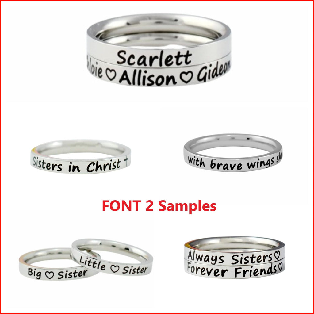 Love Statement Gifts Name Ring - Custom Text Stainless Steel Band Ring, Personalized Gift for Her & Him, for Valentines Day, Anniversary Birthday Graduation Christmas Bridesmaids Wedding