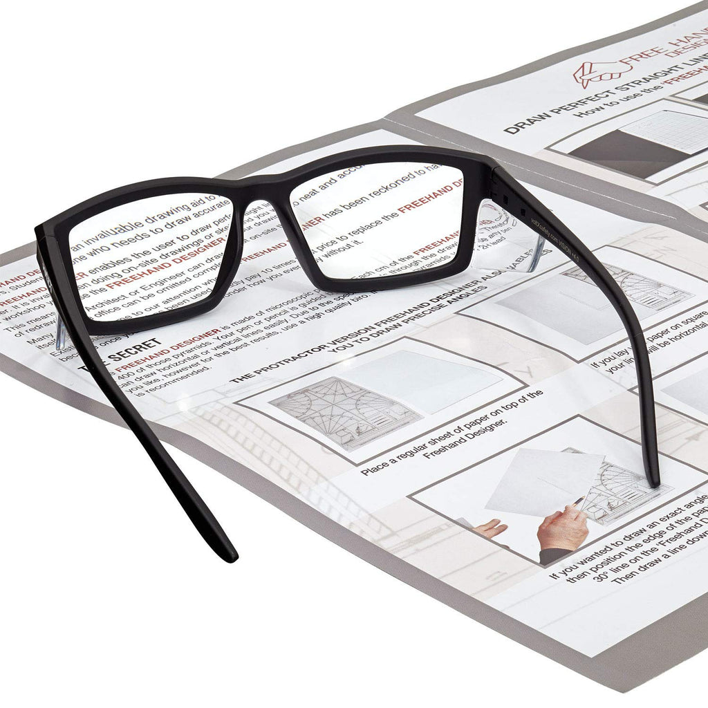 voltX 'VISION' Safety Readers, Full Lens Magnified Reading Safety Glasses (+2.5 Dioptre, Clear lens) ANSI Z87.1+ & CE EN166F - Anti fog coated UV400 lens