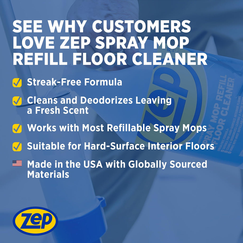 Zep Spray Mop Refill and Floor Cleaner - 1 Gallon (Case of 2)