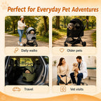 Pet Stroller for Small Dogs and Cats, Detachable Dog Cat Stroller with All-Terrain Shock Absorbing Wheels, One-Click Foldable Design, Adjustable Canopy (Green)