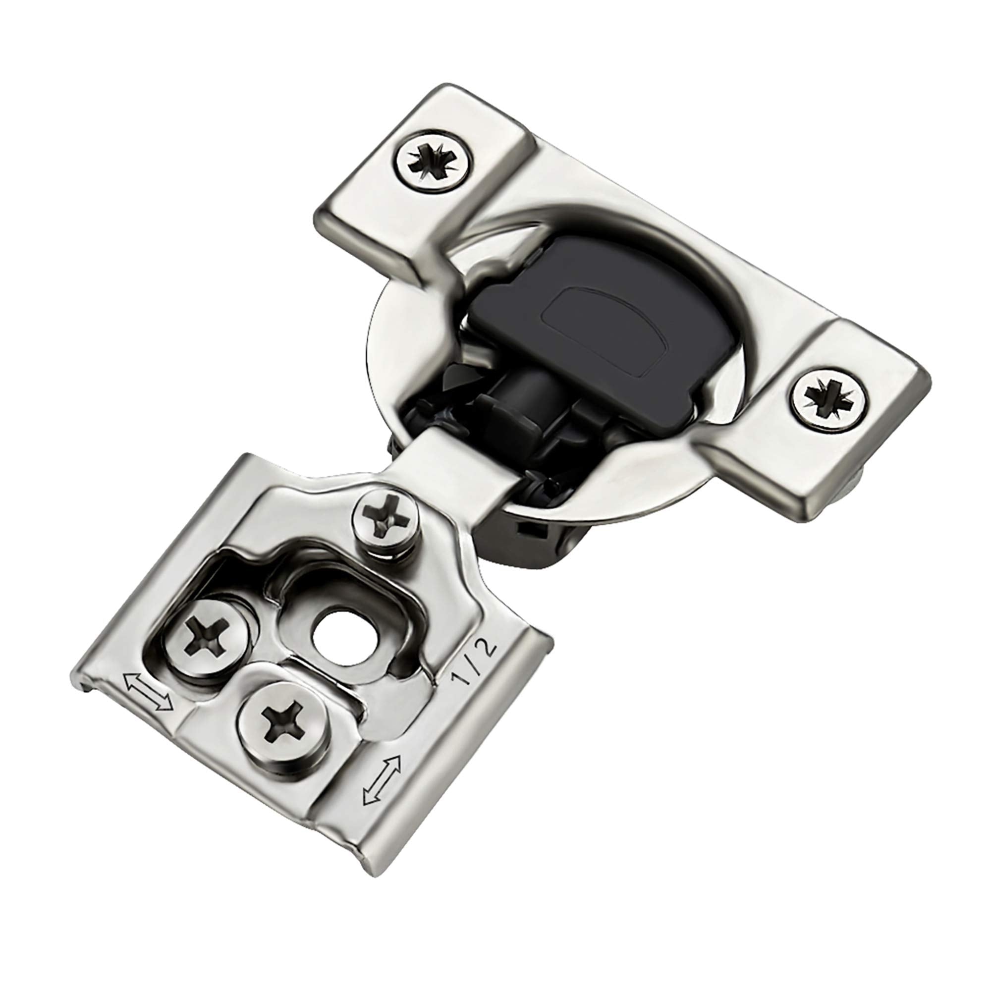 Ravinte 60 Pack (30 Pairs) 1/2 Inch Overlay Soft Close Hinges for Kitchen Cabinets - Satin Nickel Hidden Concealed Hinge, Stainless Steel, Self Closing