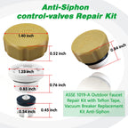 PILISPARK Anti-Siphon Industrial-control-valves Repair Kit， ASSE 1019-A Vacuum Breaker Check Valve Replacement Kits with Decorative Cover, Plastic Body,Plunger and O-Ring,2 Pack