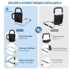 HEPO Bed Rails for Elderly Adults Safety with Storage Pocket, Assist Rail with Dual Grab Bars for Easily Getting in & Out of Bed, Bed Rail Fits King, Queen, Full, Twin Bed