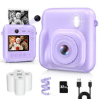 Kids Camera Instant Print, Dual-Lens 48MP Digital Camera,Purple,Aasonida
