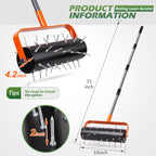 Walensee Rolling Lawn Aerator, Heavy Duty Manual Aerator with 42 Spikes