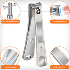 Nail Clippers for Men Thick Nails, Large Toenail Clippers for Seniors Thick Toenails with Wide Opening, Ultra Sharp Anti Splash Fingernail Clipper Cutter Long Handle with Catcher