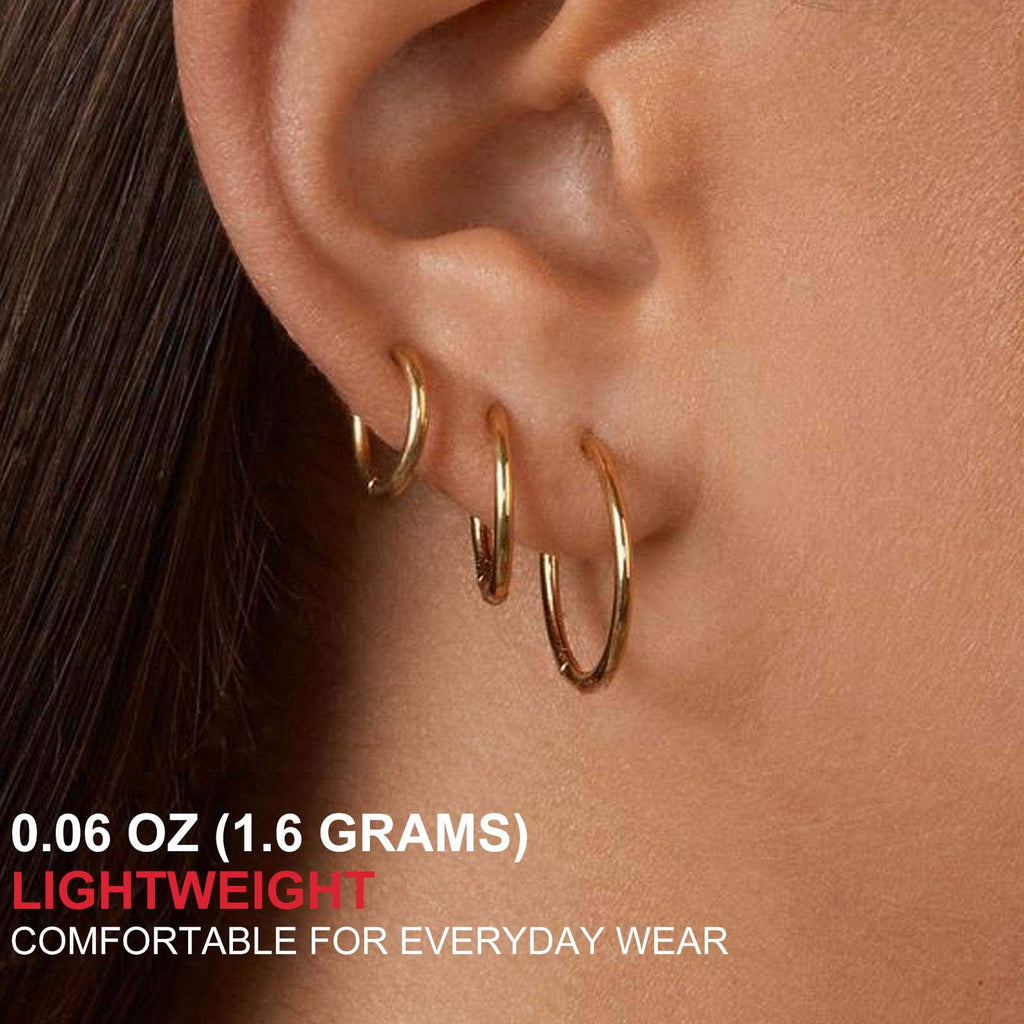 Gacimy 3 Pairs Gold Plated Hoop Earrings Set for Women, 14/16/20MM
