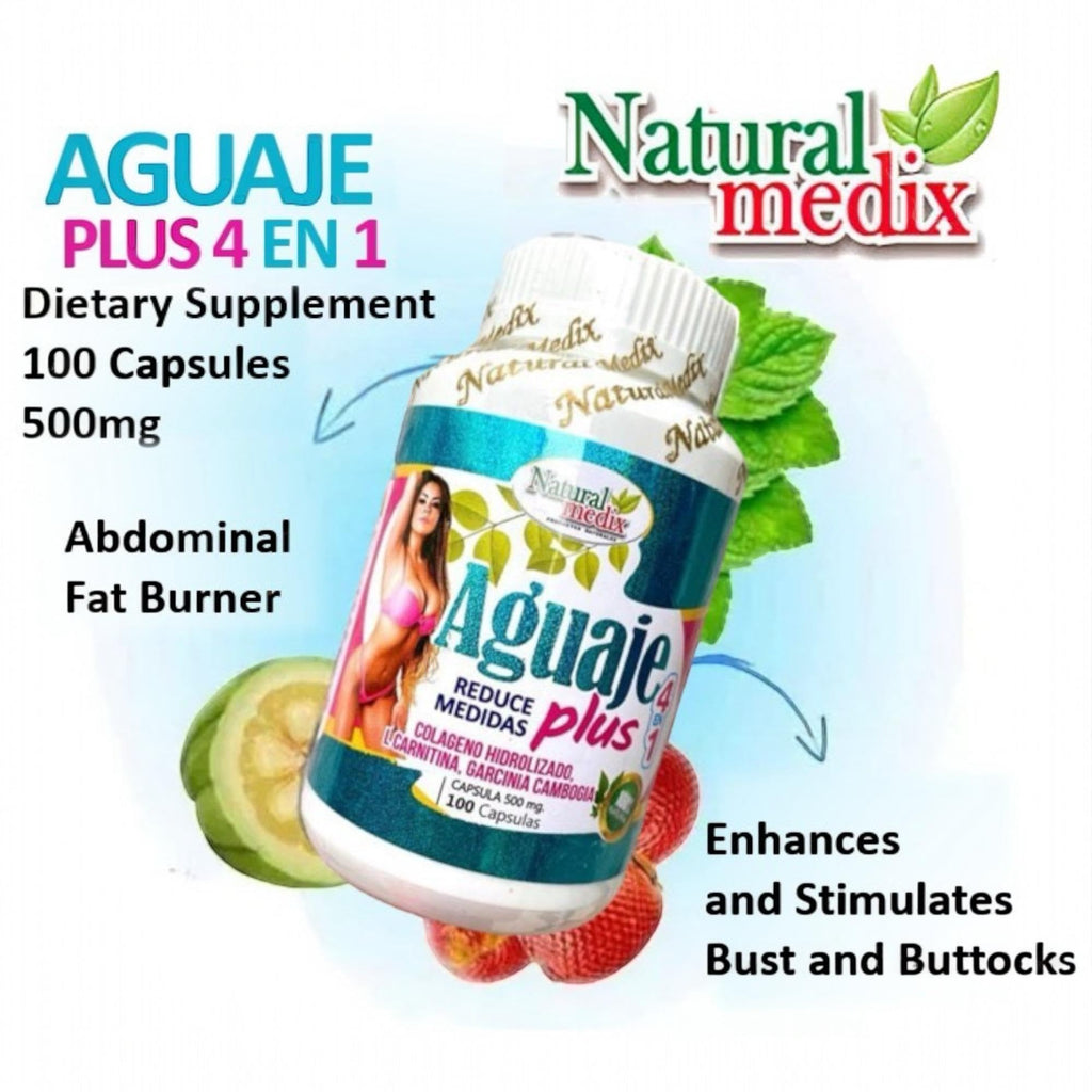 Aguaje Plus 4 in 1- Peruvian Female Health Supplement - Powerful Curves, Shape -Natural -100 Capsules -Natural Medix