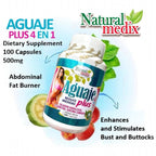 Aguaje Plus 4 in 1- Peruvian Female Health Supplement - Powerful Curves, Shape -Natural -100 Capsules -Natural Medix