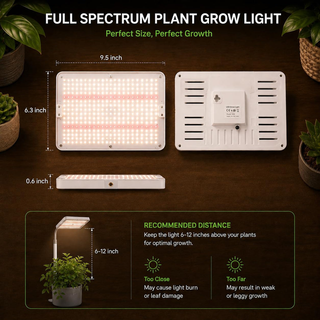 25W LED Grow Lights for Indoor Plants with Stand for Floor and Tabletop