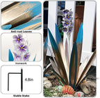 LCJECV Metal Agave Plant Garden Art, 2 Pack Tequila Rustic Sculpture, Rustic Metal Agave Plants Lawn Home Ornaments, for Yard Stakes, Garden Figurines, Outdoor Patio (2 PCS Purple Flowers)