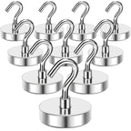 MIKEDE Strong Magnetic Hooks, 120Lbs Heavy Duty Magnetic Hooks for Cruise Cabin, Neodymium Earth Magnets with Hooks for Hanging, Super Metal Industrial Magnetic Hanger for Grill, Cruise, Storage