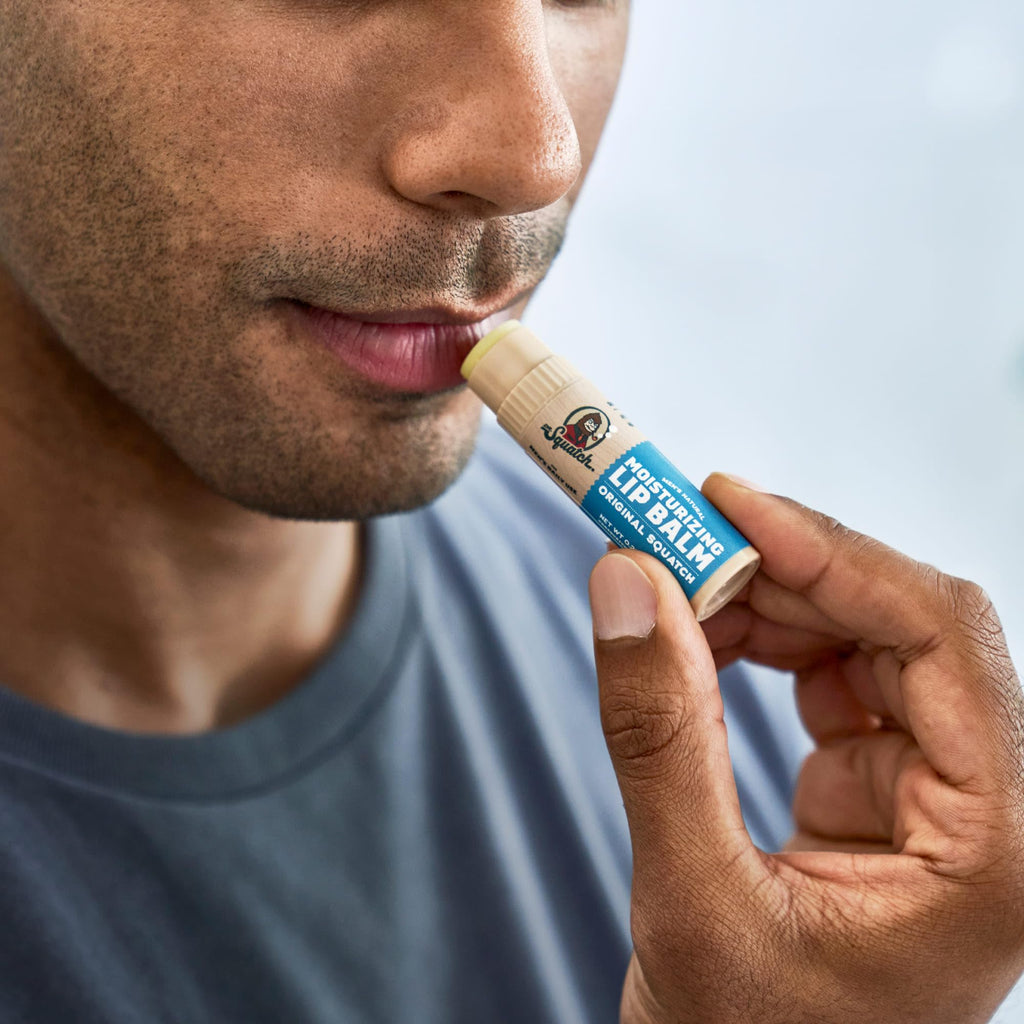 Dr. Squatch Natural Lip Balm for Men – Men’s Lip Care for Dry, Chapped Lips – Coconut Oil, Shea Butter & Beeswax – Original Squatch, Vanilla Bourbon, Coconut Cove, Wild Watermelon (0.25 oz, 4 Pack)
