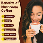 WepBio Mushroom Coffee Original Black 11 in 1 Adaptogenic Mushrooms Blend with Ashwagandha KSM-66,Lions Mane,Reishi,Turkey Tail Instant Mushroom Coffee for Boost Energy, Focus 30 Servings