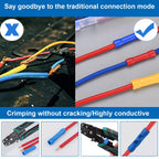 smseace 210PCS Wire Butt connectors with Crimping Tool 22-10AWG Butt Splice Connectors Insulated Electrical Straight Wire Terminal