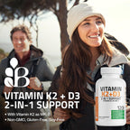 Bronson Vitamin K2 D3 (MK7) Supplement 2-in1 D3 & K2 Complex, 360 Capsules