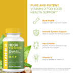 Noor Vitamins Halal Vitamin D, Halal Vitamin D3, 5000 IU Softgels, Supports Bone, Immune & Heart Health, from Safflower Oil to Maximize Absorption, Non-GMO, Gluten Free & Halal (60 Count)…
