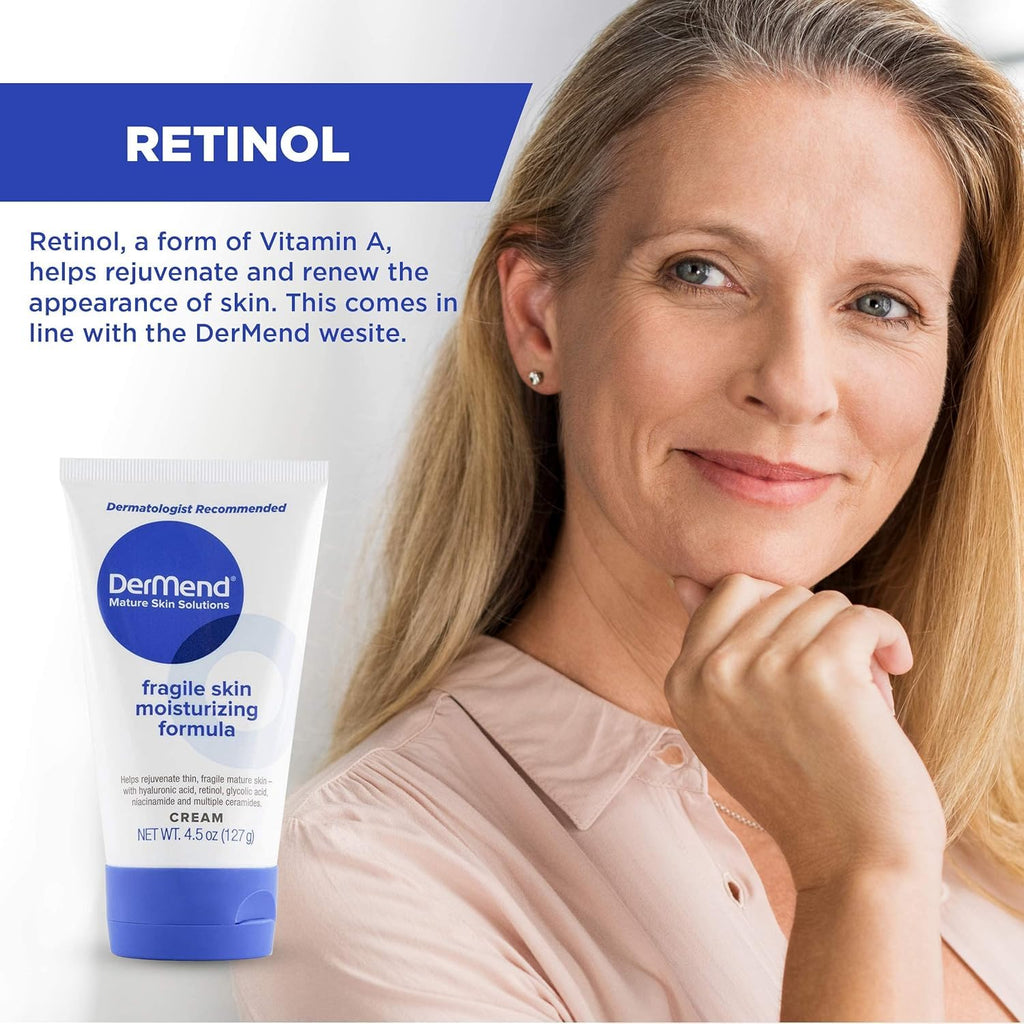 Dermend Specialized Fragile Skin Moisturizing Cream: Formula to Restore & Rejuvenate - Daily Anti Wrinkle Cream for Firming & Strengthening Thin, Aging Skin - 4.5 Oz Tube