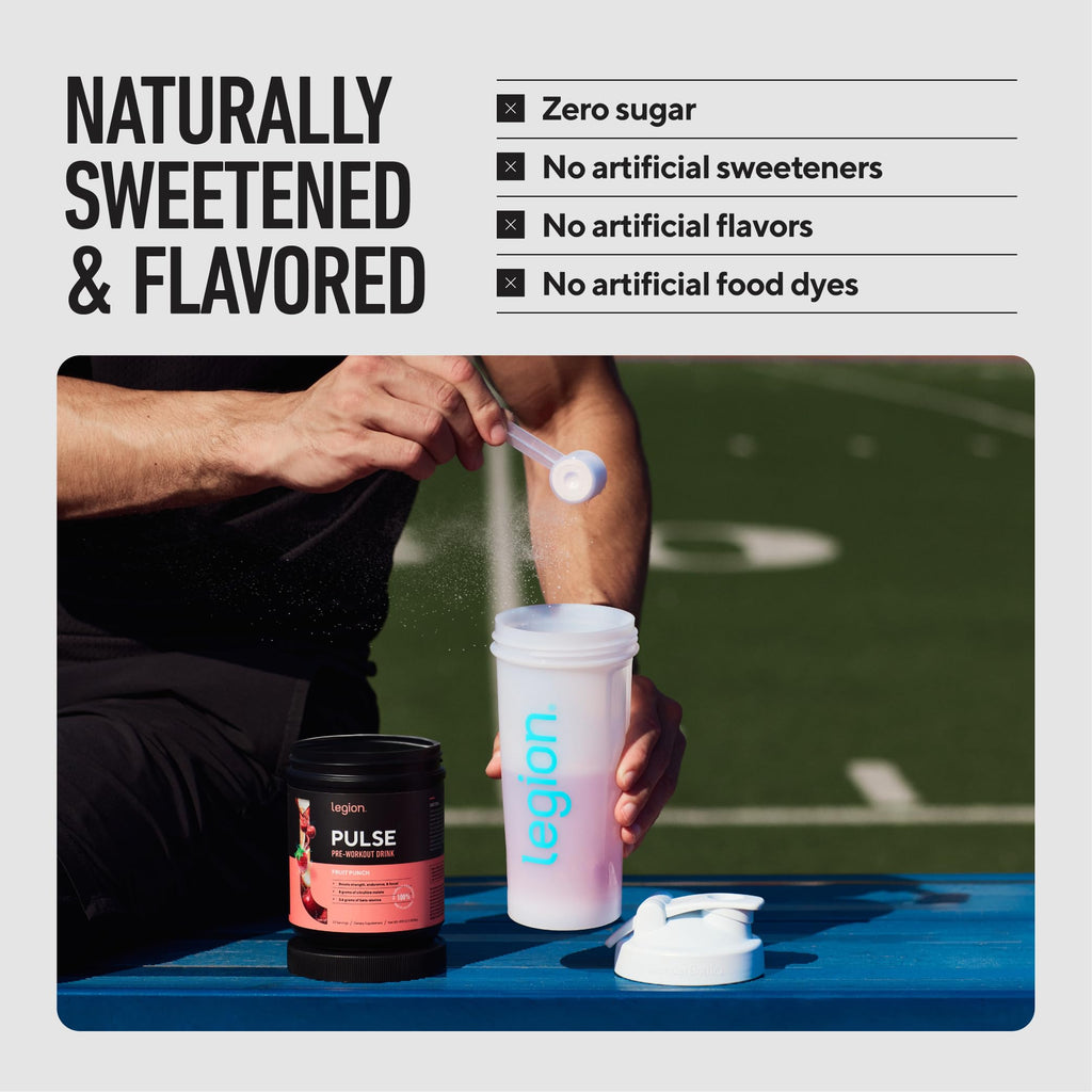 LEGION Pulse - All Natural Nitric Oxide Preworkout Drink to Boost Energy, Creatine Free, Naturally Sweetened, Beta Alanine, Citrulline, Alpha GPC (Strawberry Blast)