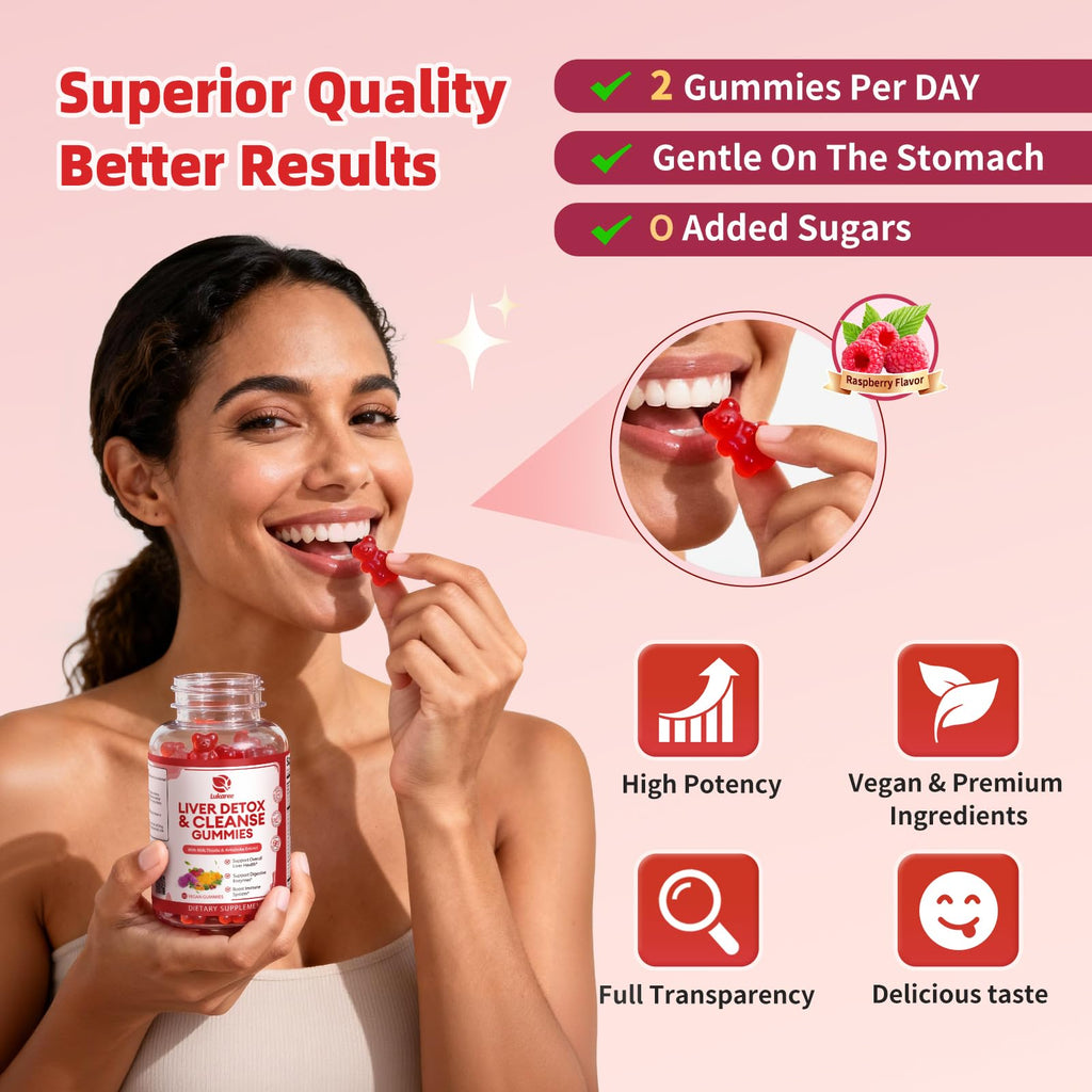 2 Pack Lukaree Liver Cleanse Detox & Repair Gummies | Sugar-Free Milk Thistle Supplement w/Artichok & L-Glutathione - Ultra-Concentrated Herbal Liver Support for Men & Women -Vegan,60 Count