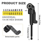 17pcs Flexible Drill Bit Extension, Include 3pcs Impact Socket Adapter 2pcs Hex Shank 105° Right Angle Drill Attachment 10 Short Screwdriver Bits Bendable Drill Bit Extension and 90° Angled Bits
