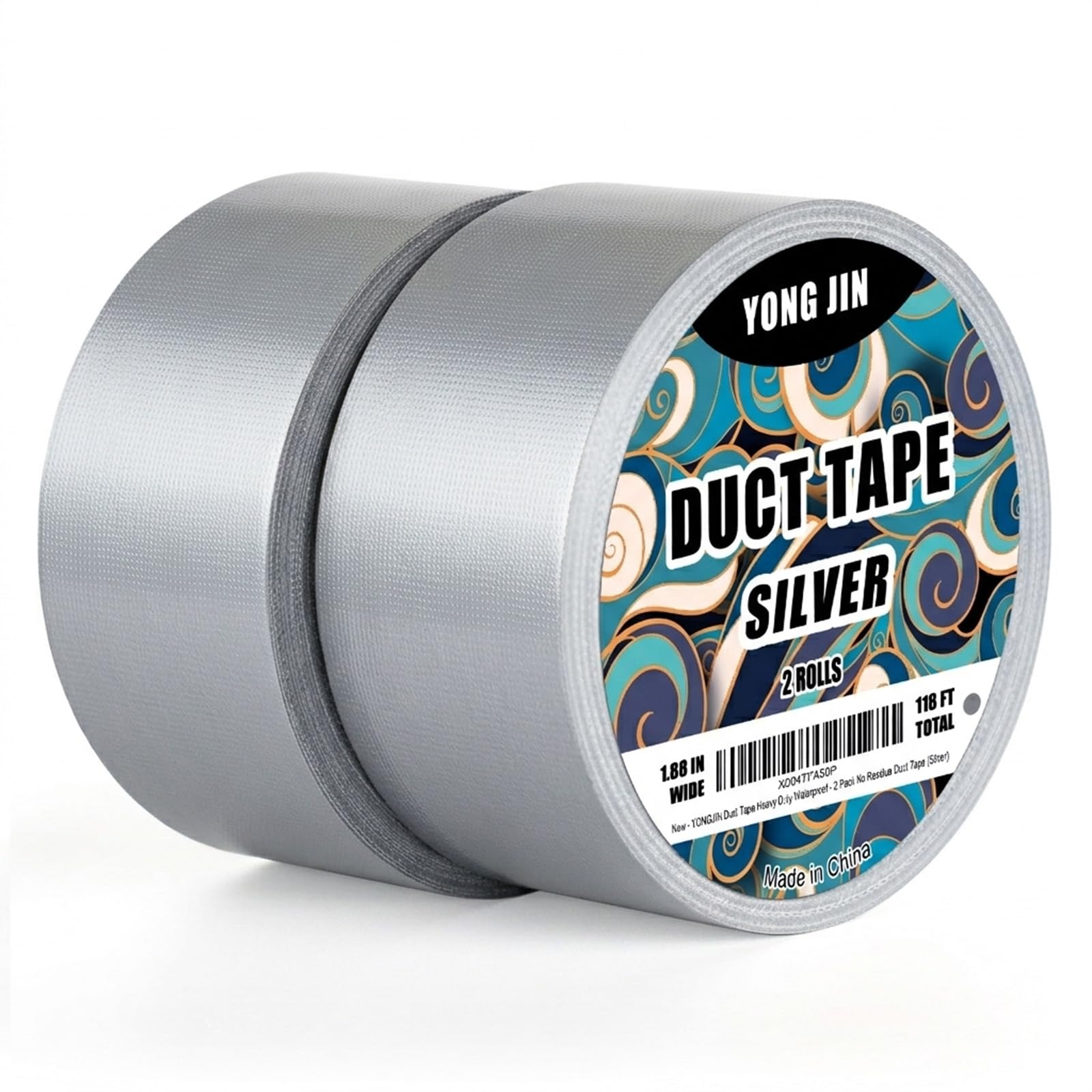 YONGJIN Silver Duct Tape Waterproof, 2 Pack, 2 Inch x 40 Yards Total