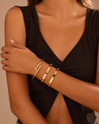 18K Gold Plated Stainless Steel Love Nail Bangle Clover Bracelet Set Stackable Dupes for Love Trendy Jewelry (gold)