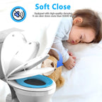 Aünsffer Toddler Toilet Seat with Potty Training Seat Round 16.5inch, 2 in 1 Toilet Seat for Family Built-in Baby Seat Removable, Soft Close + Easy Clean, PP Safe Material, Blue