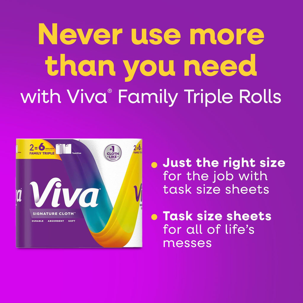 Viva Signature Cloth Paper Towels, 12 Family Triple, 141 Sheets per Roll