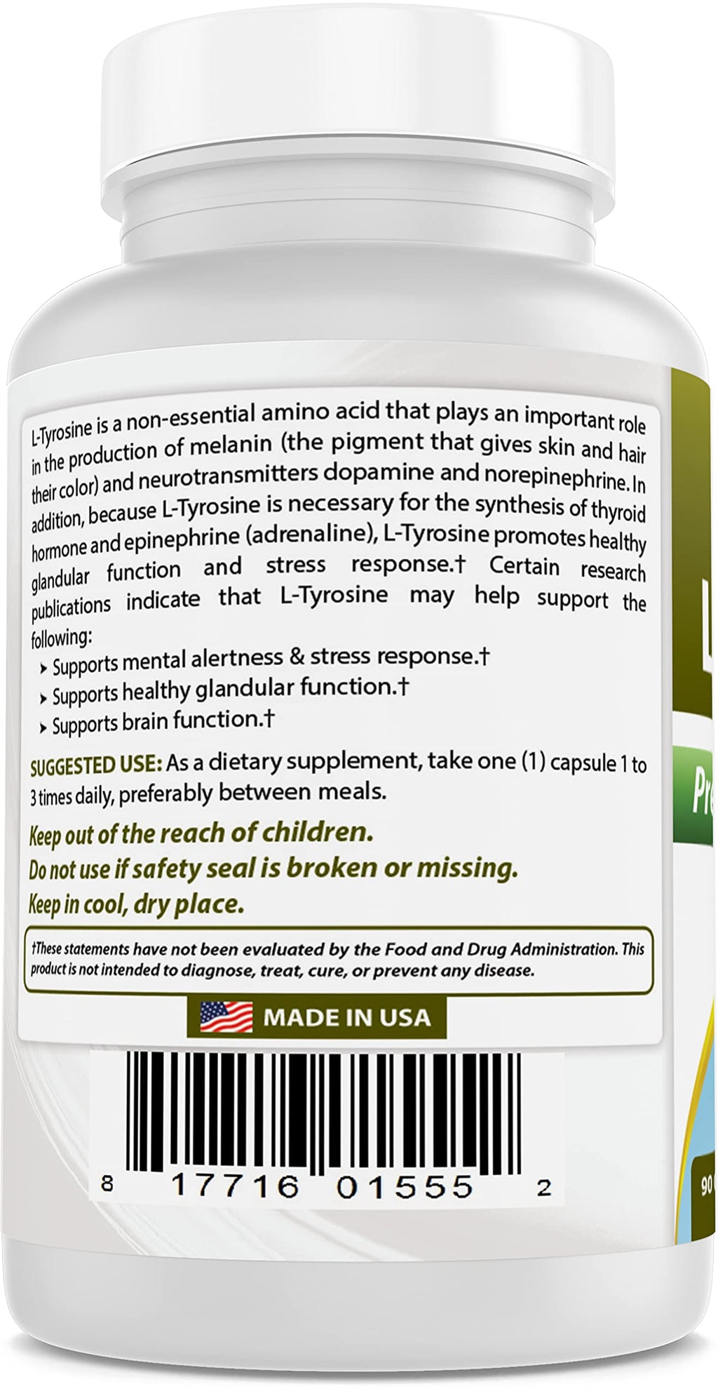 Best Naturals L-Tyrosine 500 mg 90 Capsules (90 Count (Pack of 3))