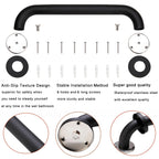 Rackickyer Shower Grab Bar, 2 Pack 16 Inch Black Bathroom Grab Bar, 1.25" Diameter 304 Stainless Steel Anti-Slip Grab Bars for Bathtubs and Showers, Handicap Shower Grab Bar for Seniors Elderly