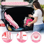 HolyBase Music and Lights Baby Walker Foldable with 9 Adjustable Heights, Baby Walker with Wheels Portable, Infant Toddler Walker for Baby Boy Girls 6-18 Months